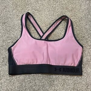 Under Armour Pink and Black Cross-Back Sports Bra